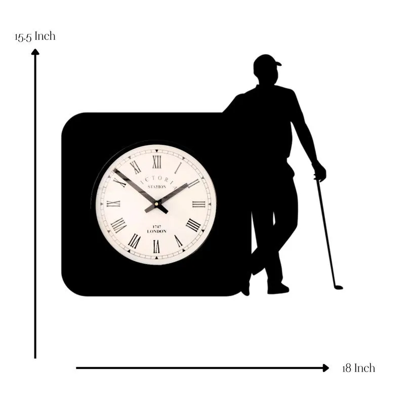 Golf Steel Analog Wall Clock - Black media 7