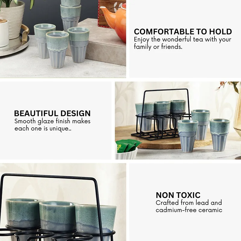 Petra Ceramic Kulhad With Holder - Seven Piece Set media 5