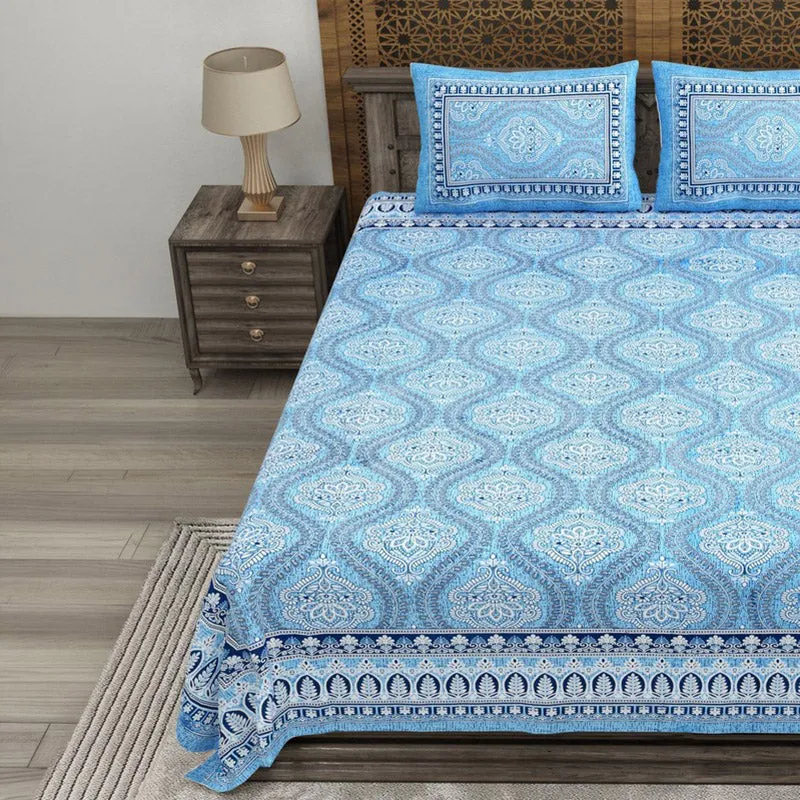 Lineon Cotton Bedsheet (Blue) - 240 TC media 3