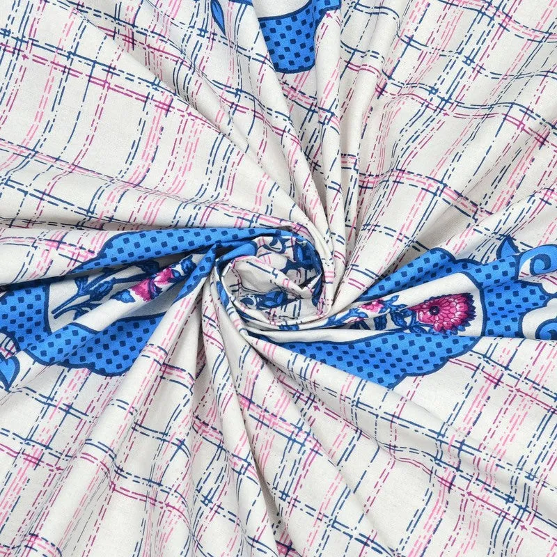 Royalza Cotton Bedsheet (Blue,Pink) - 240 TC media 5