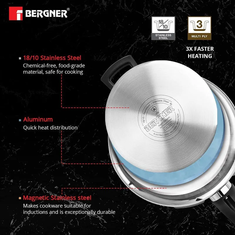 Bergner Argent Triply Pressure Cooker With Outer Lid - 1500 mL media 6
