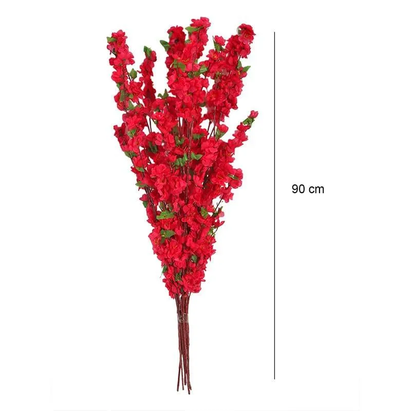 Faux Cherry Blossom Floral Bunch (Red) - Set oF Six media 5