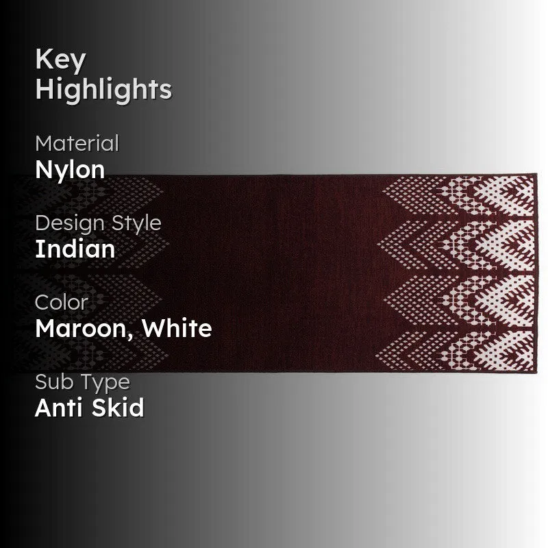Deep Chevron Nylon Runner Rug - Maroon media 2