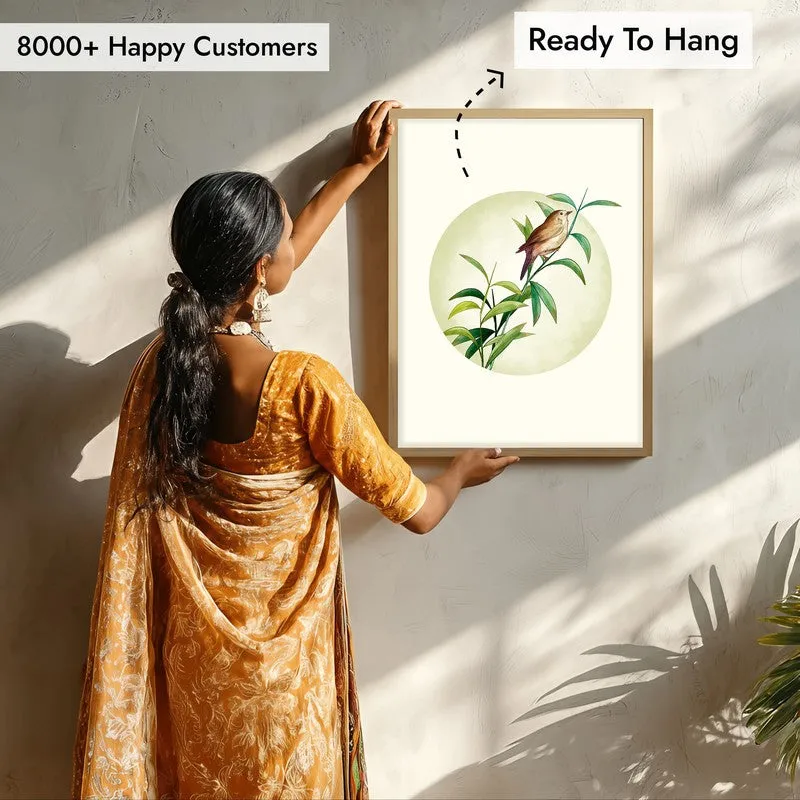 Birdsong Bliss Botanical Archival Paper Wall Art - Natural Brown Frame media 7