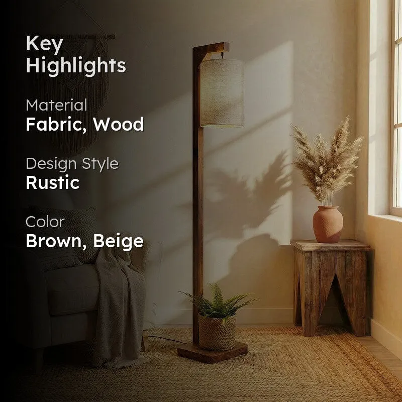 Colchis Wooden Floor Lamp With Fabric Shade media 2
