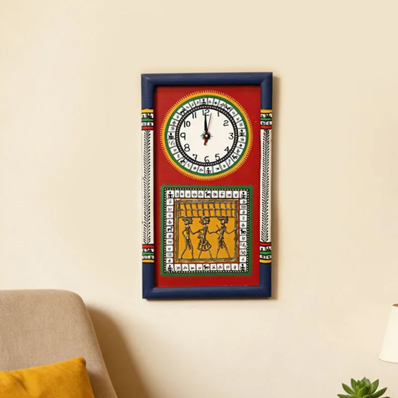 Desi Dhokra Wall Clock - Red media 1
