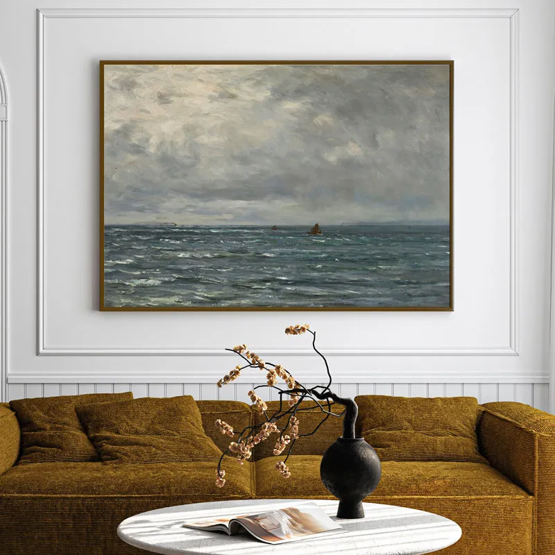 Sunlit Waves Wood Wall Art With Frame - Black media 1