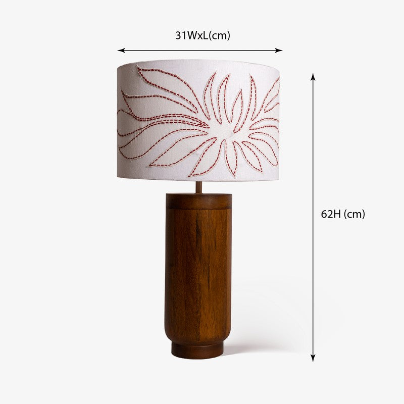 Orange Tree Gesu Mango Wood Table Lamp Wit Applique Sade - Brown,White media 7