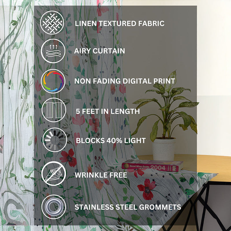 Aersica Linen Texture Sheer Curtain - Set Of Two media 8