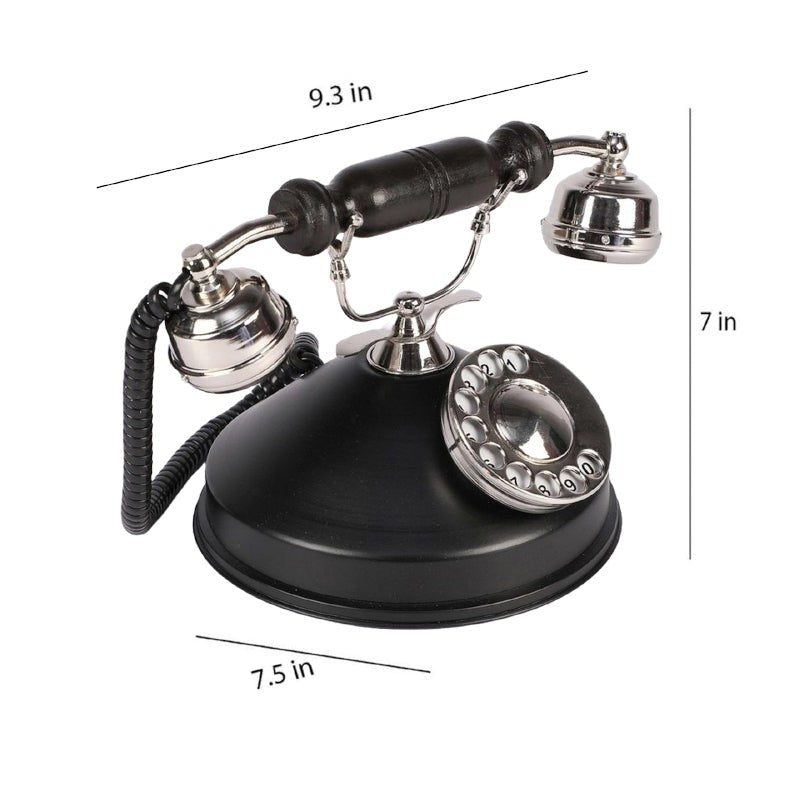 Rava Silver Antique Telephone Showpiece - Silver & Black media 6