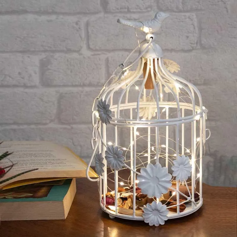 Birdcage Metal Ceiling Lamp with Fairy Lights media 3