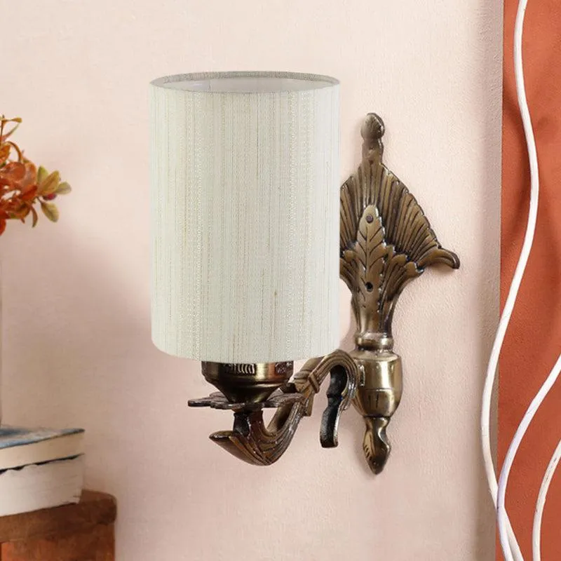 Magda Masique Cylindrical Fabric & Metal Wall Lamp - Off White media 3