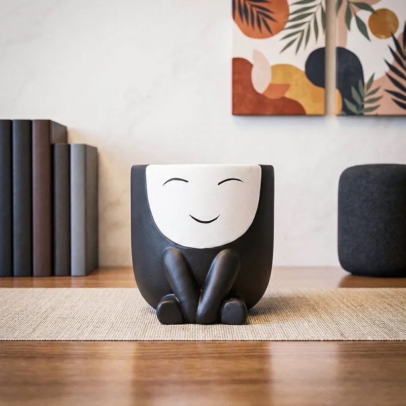 Visage Ceramic Planter - Black media 1