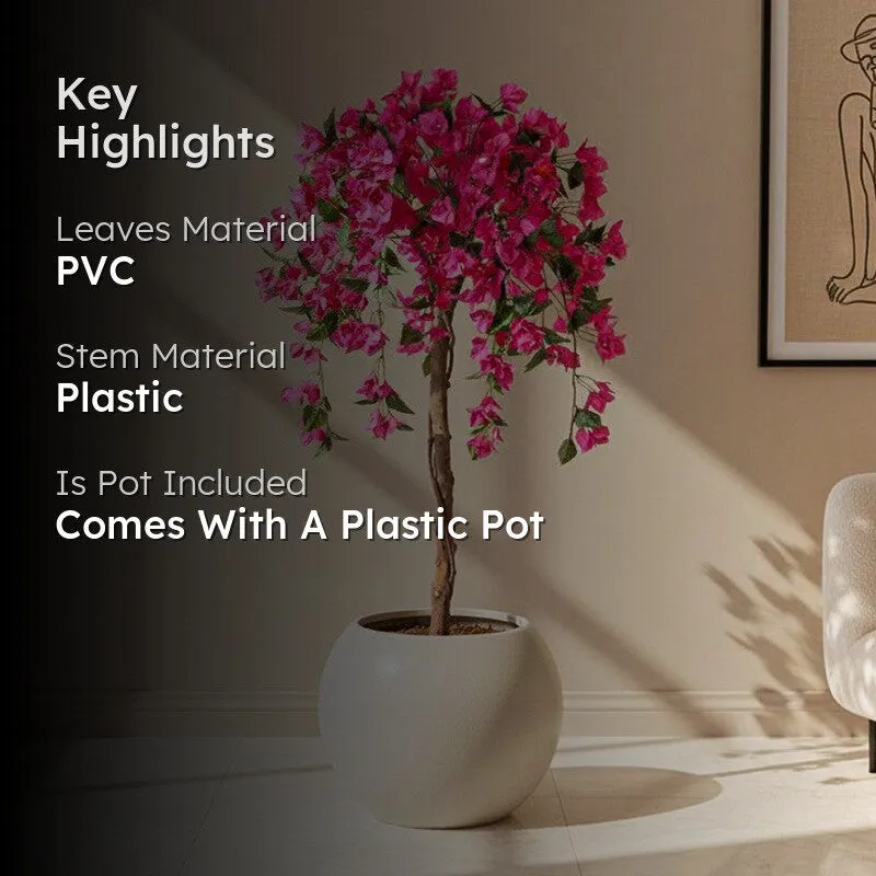 Vibrant Bougainvillea Artificial Plant With Black Plastic Pot media 2