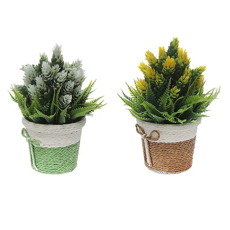 Faux Lilac Artificial Plant In Basket Pot (Brown & Green) - Set Of Two media 3