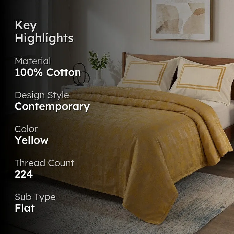 Petal Grid Cotton Bedsheet (Yellow) - 224 TC media 2