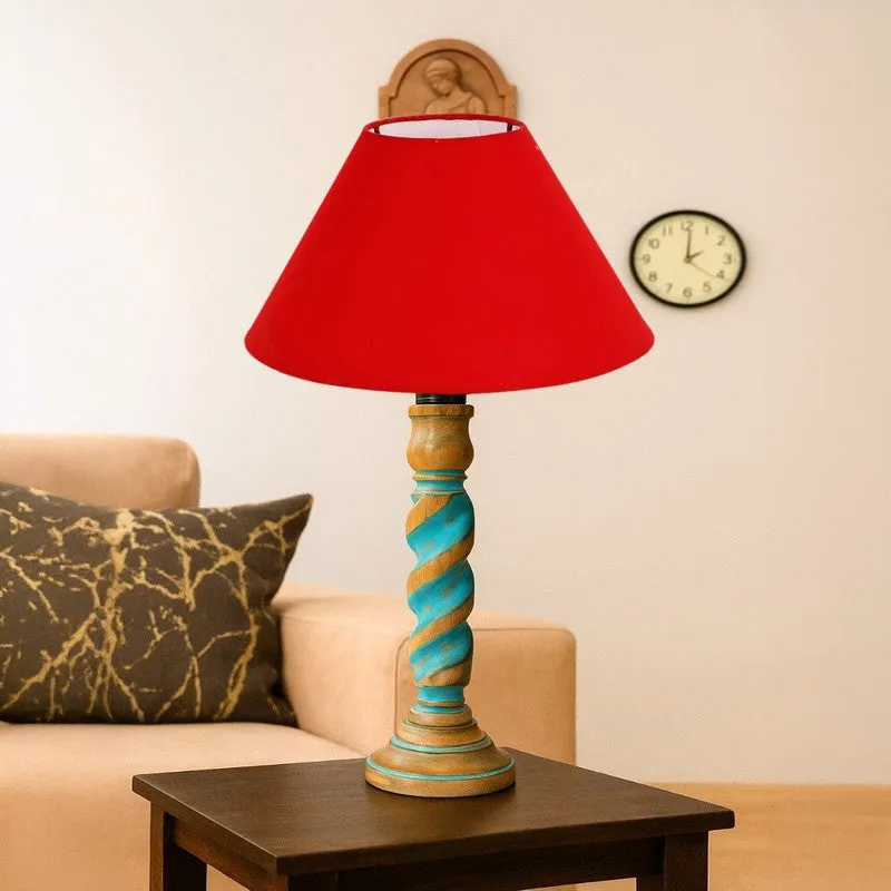 Elara Liora Wooden Table Lamp - Red media 4