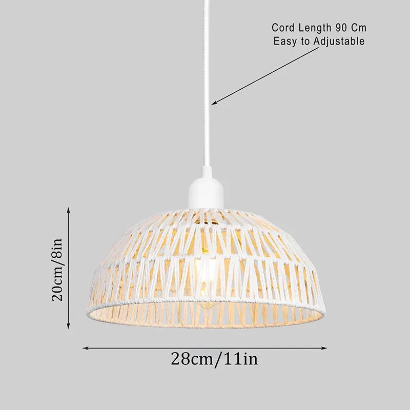 Lattice Long Rattan Ceiling Lamp - White media 5