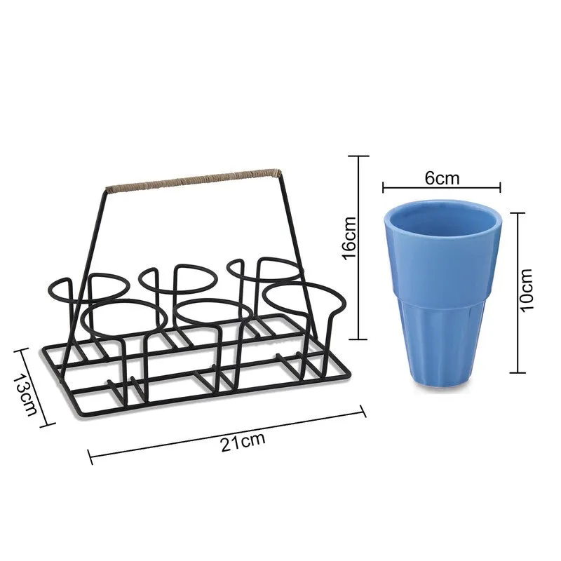 Terra Vibe Kulhad (120 mL,Blue) - Seven Piece Set media 6