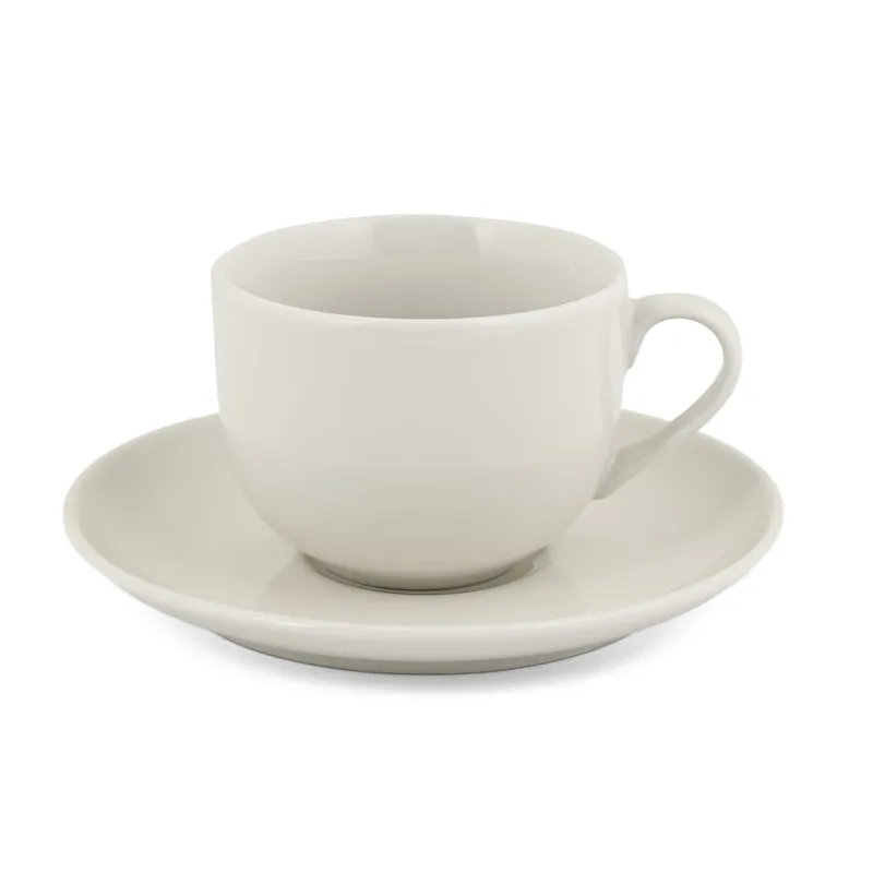 MorningSip Porcelain Cup & Saucer (Off White/240 mL Each) - Set of Six - 5