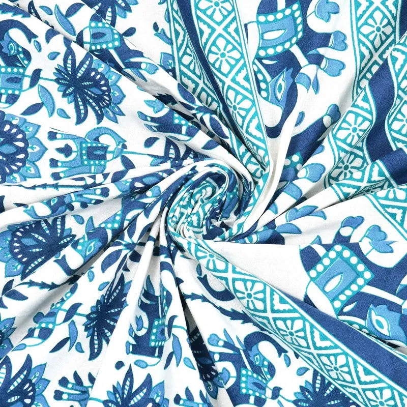 Petalel Cotton Bedsheet (Blue,Yellow) - 240 TC media 4