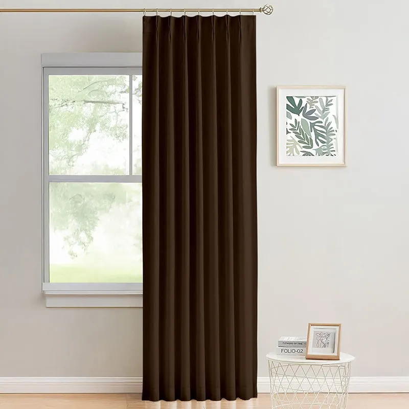 Noir Double Pinch Pleat Blackout Curtain - Cocoa Brown media 1