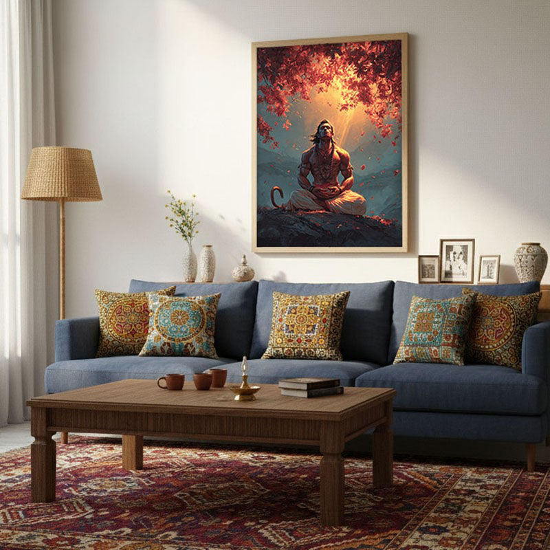 Sri Hanuman Meditating II Archival Paper Wall Art - Natural Brown Frame media 3