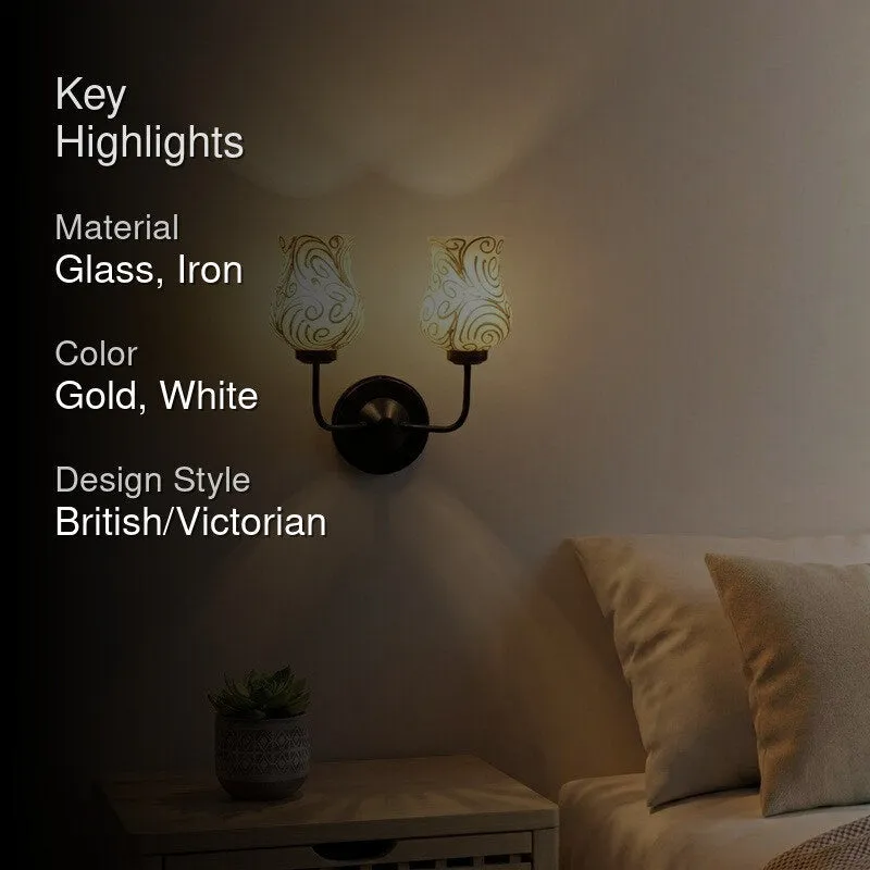 Golden Swirl Twin Tulip Glass Wall Lamp media 2