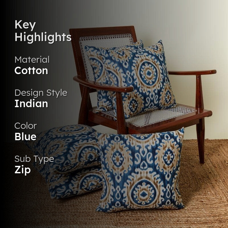 Mriksha Cushion Cover (Blue) - Set Of Five media 2