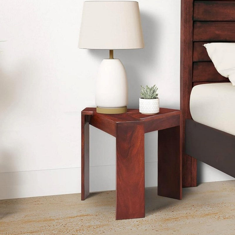 Iverox Sheesham Wooden Side & Bedside Table (Brown) - Set Of Two media 4