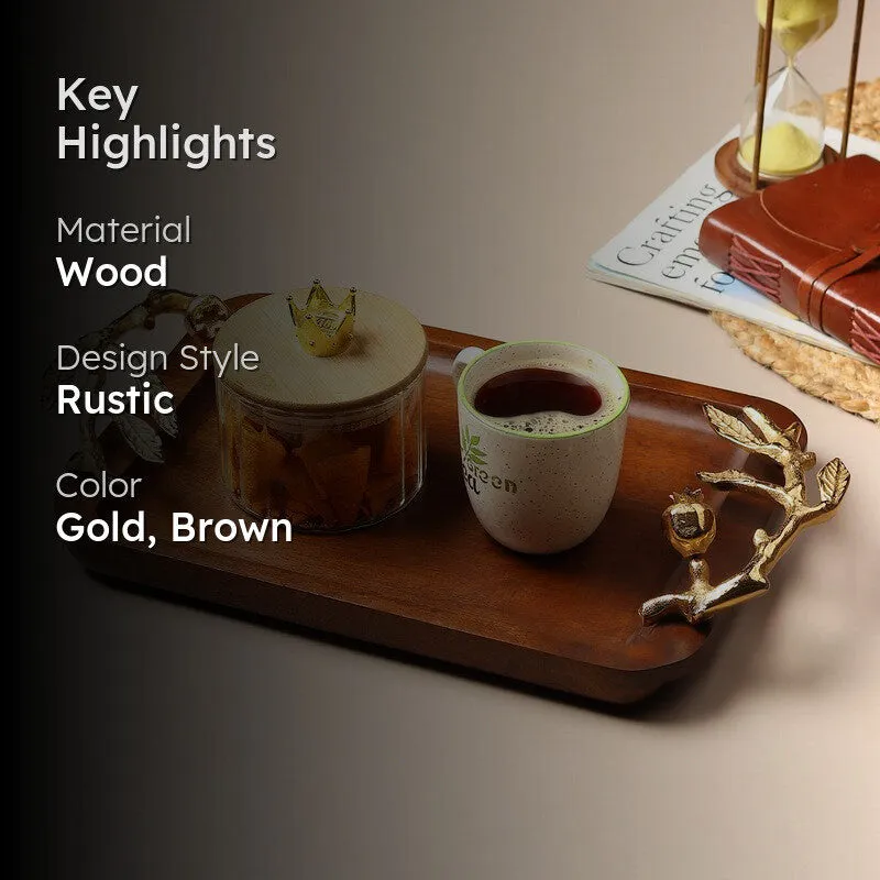 Timber Carry Wood Serving Tray - Gold,Brown media 2