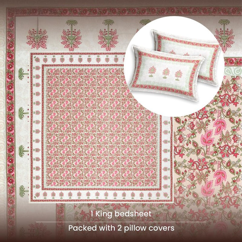 Urban Space Natural Harmony Cotton Bedsheet (Pink) - 200 TC media 6