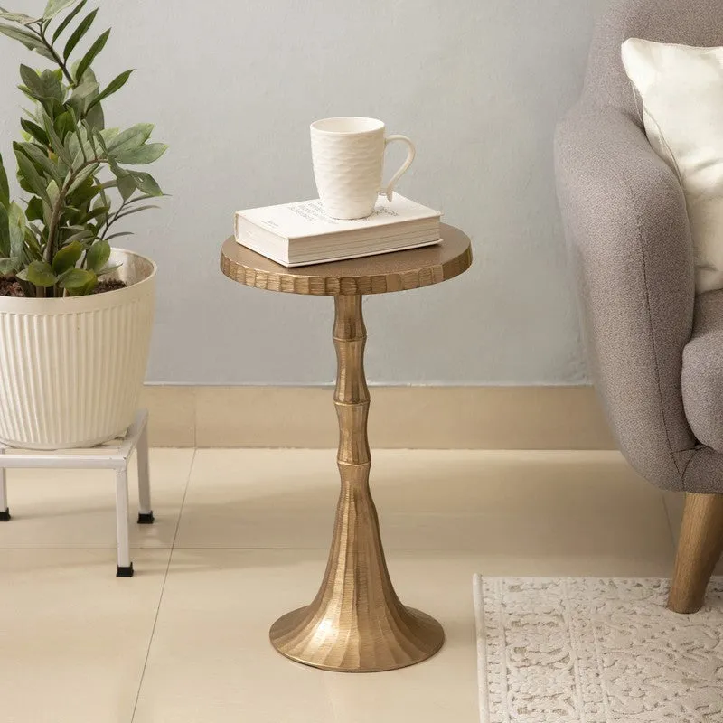 Fluted Base Aluminum Side Table - Gold media 1