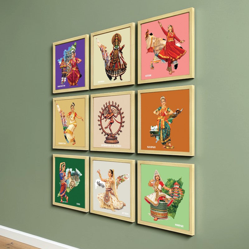 Kalayatra Paper Wall Painting With MDF Frame - Set Of Nine media 7