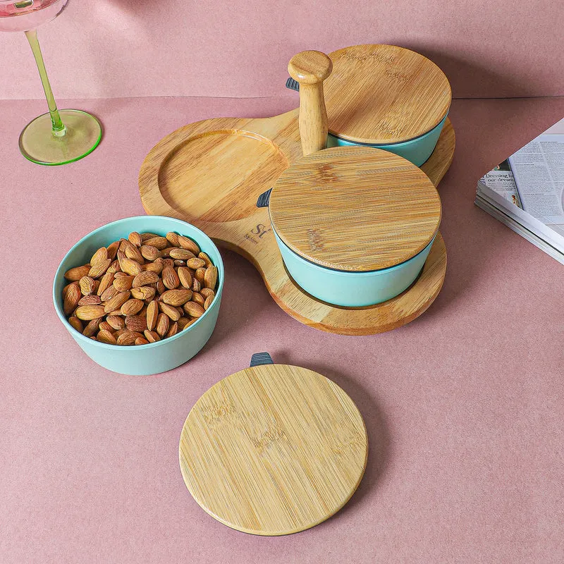 Nava Snack Bowl With Tray (Blue) - Four Piece Set media 4