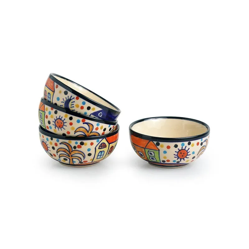 Sweet Home Handpainted Serving Bowl (170 ML) - Set Of Four media 3
