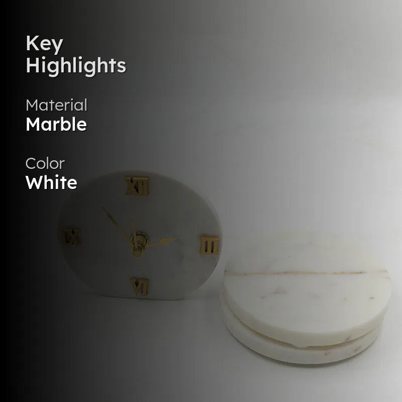 Marbre Marble Desk Clock With Coaster - Three Piece Set media 2
