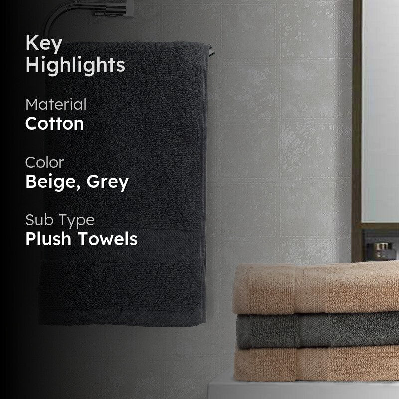 Miorah Hand Towel (Beige & Grey) - Set Of Four media 2