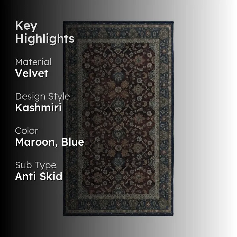 Ekaterina Velvet Rectangle Anti-Skid Carpet media 2