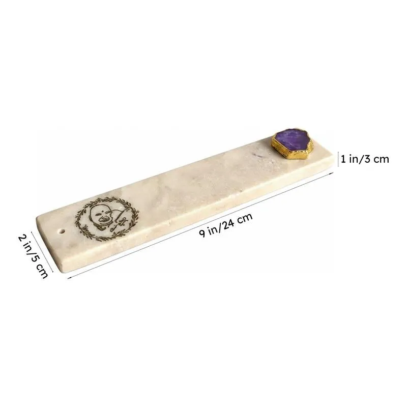 Guruji Marble Incense Holder With Agate Plating - Purple media 6