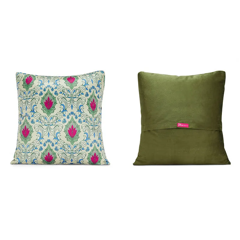 India Circus Tropica Tuskers Printed Velvet Cushion Cover - Set Of Five media 3