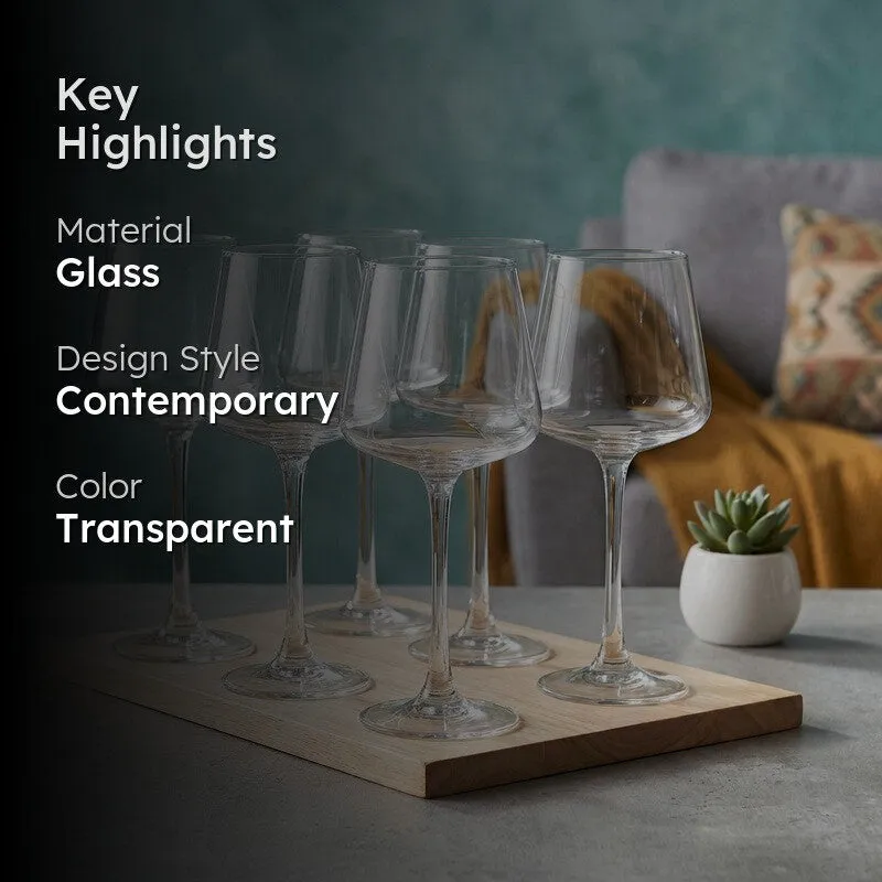 Glass Wine Glasses (450 mL Each) - Set Of Six media 2