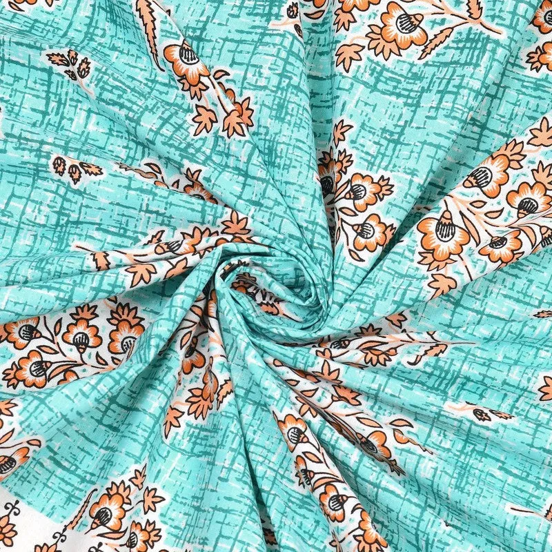 Royalon Cotton Bedsheet (Blue,Peach) - 240 TC media 5