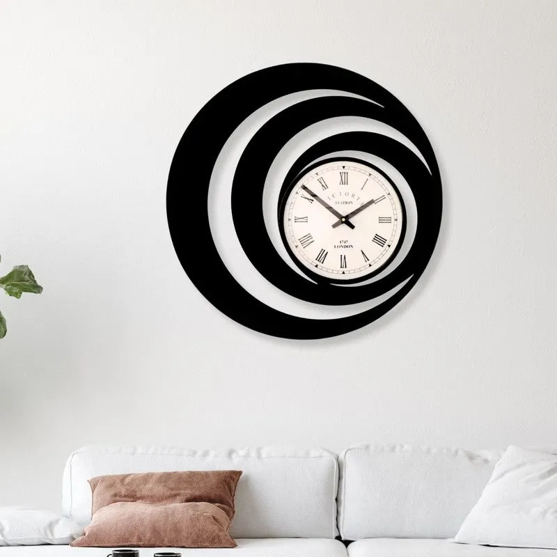 Orbit Steel Analog Wall Clock - Black media 1