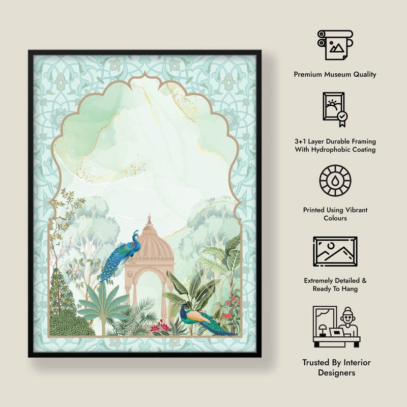 Jannat - e -Gul Framed Mughal Canvas Wall Painting media 9