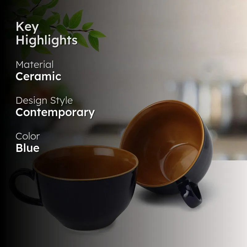 Ruby Ceramic Coffee Mug (350 mL Each/Royal Blue) - Set of Two media 2