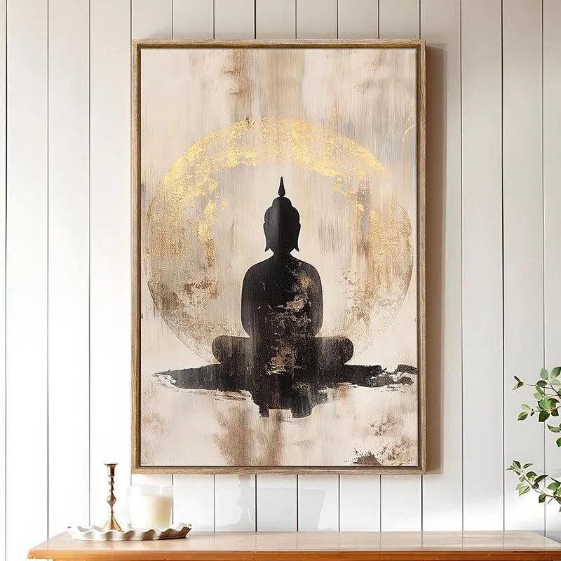 Shadow Buddha Canvas Spiritual Wall Art With Frame media 1