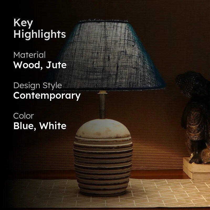 Lumexa Jute Table Lamp With Wooden Base - Blue media 2