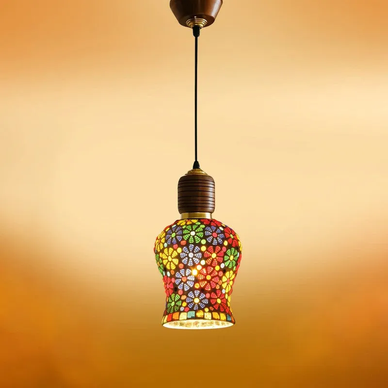 Mosaic Stripe Pendant Wooden Ceiling Lamp media 7