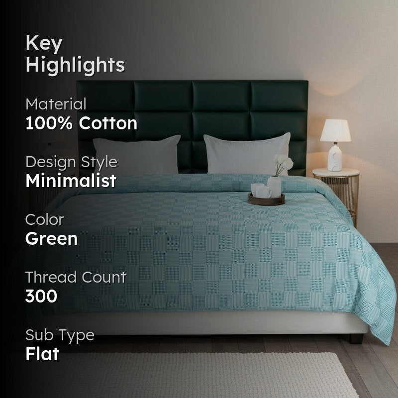 GridForm Cotton Bedsheet (Green) - 300 TC media 2